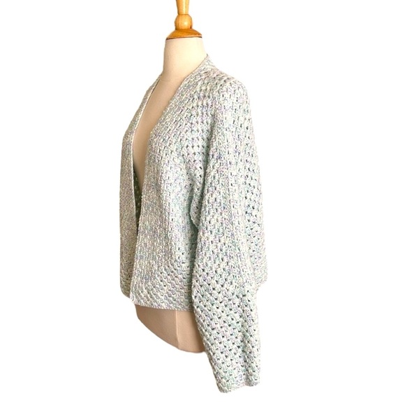Handmade Vintage Crochet Open Cardigan Blanket Sweater Bohemian Cropped Chunky - Picture 7 of 16